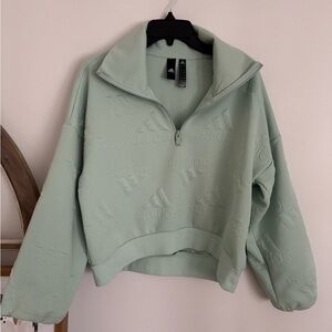 Adidas Women's AEROREADY  Zip Cropped Sweatshirt XS Mint Green